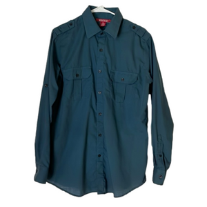 MONTAGE Tactical Button Front Work Shirt, Men’s M, Teal Blue